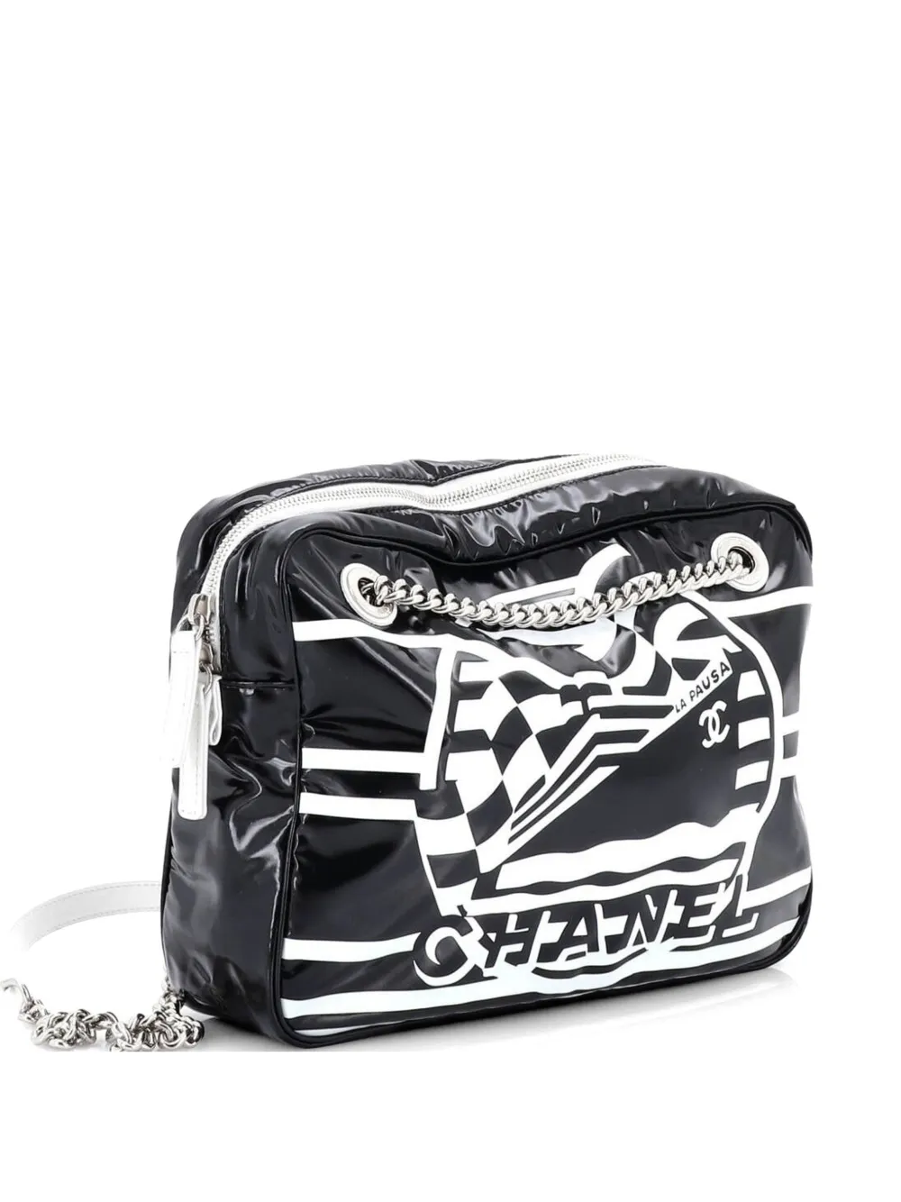 CHANEL Pre-Owned Borsa a spalla La Pausa Bay Camera Case piccola con stampa - Nero