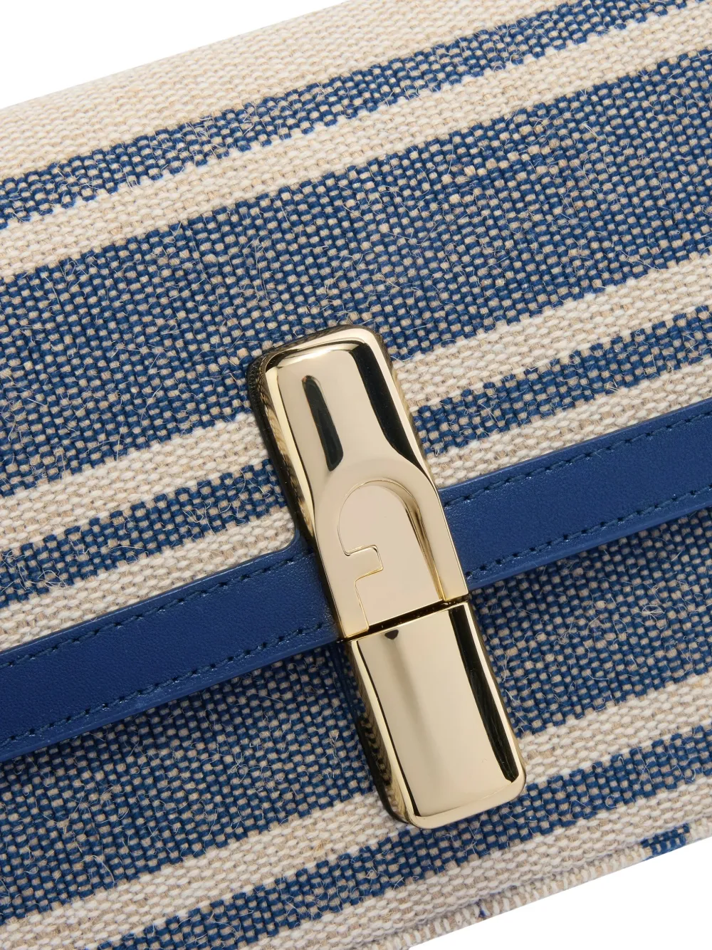 Furla Kleine Iride gestreepte crossbodytas Blauw
