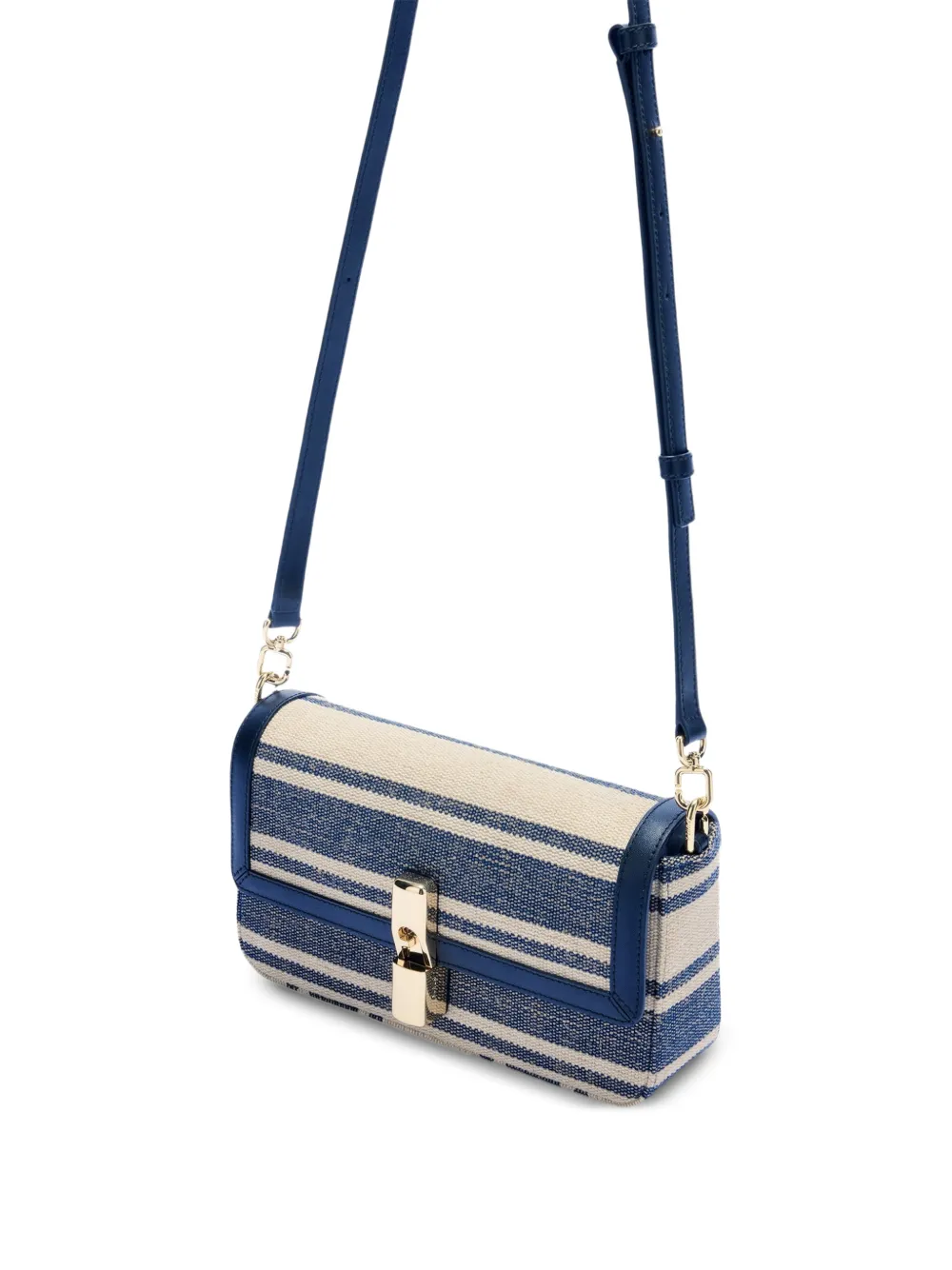 Furla Kleine Iride gestreepte crossbodytas Blauw