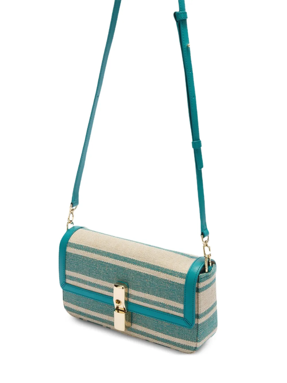 Furla Iride gestreepte tas met draaislot Blauw