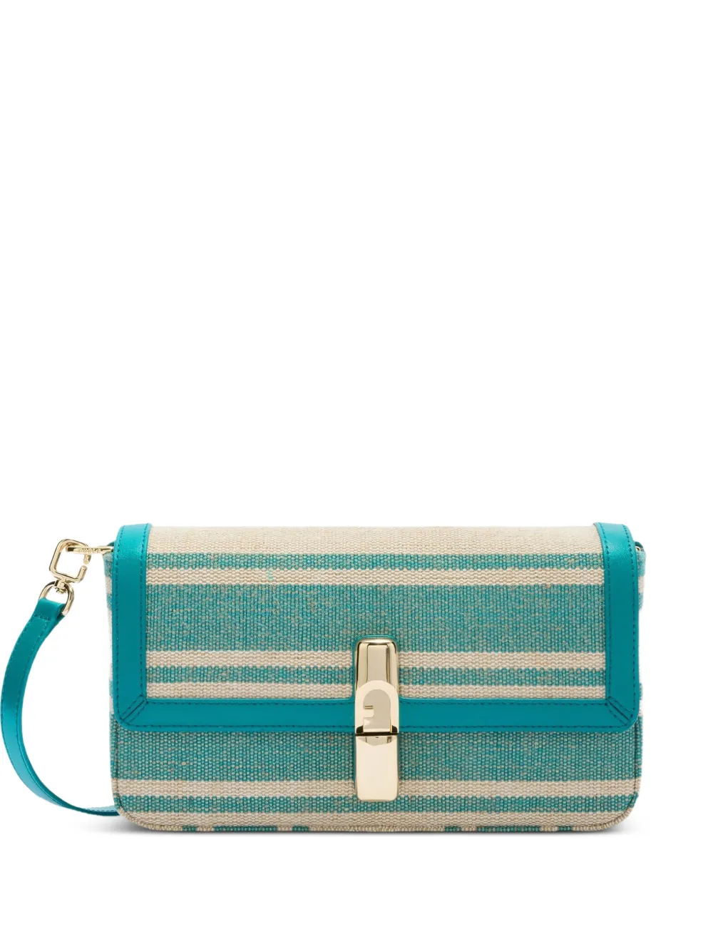 Furla Iride striped turnlock satchel - Blu
