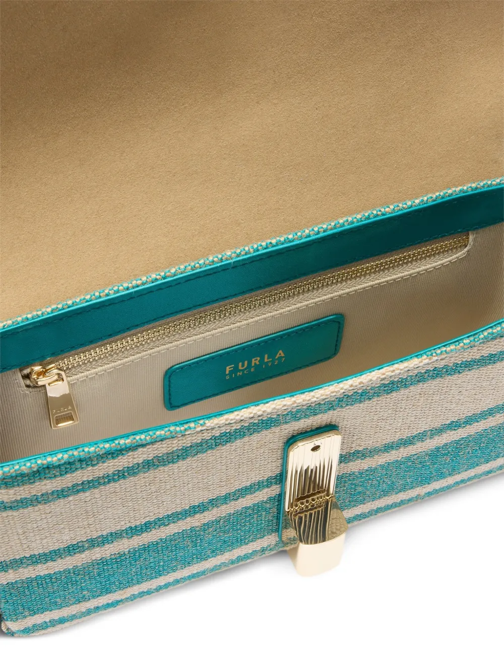 Furla Iride gestreepte tas met draaislot Blauw