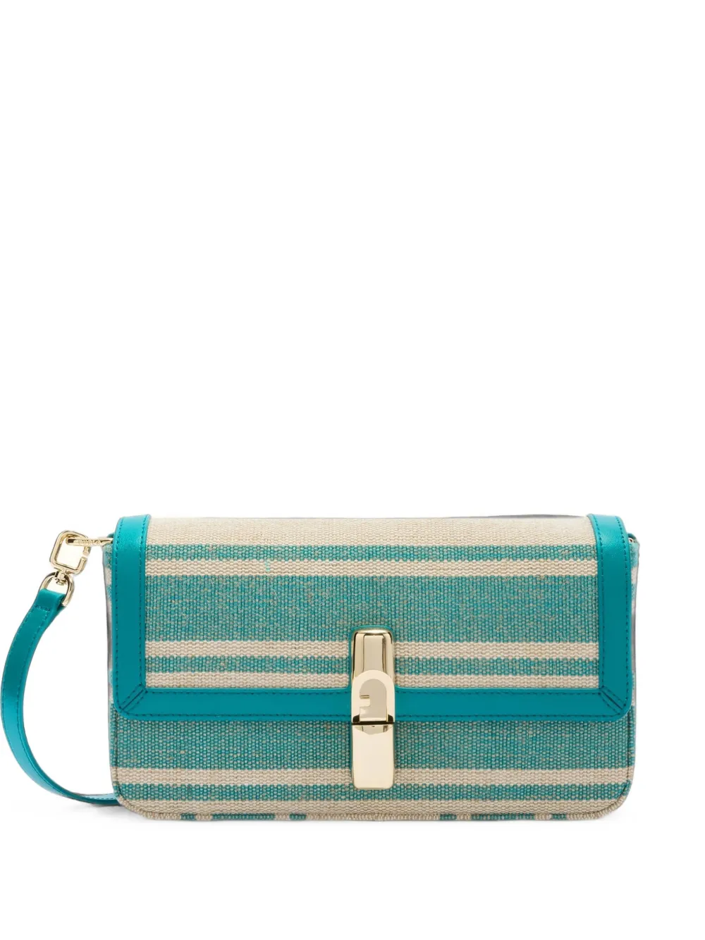 Furla Iride gestreepte tas met draaislot Blauw