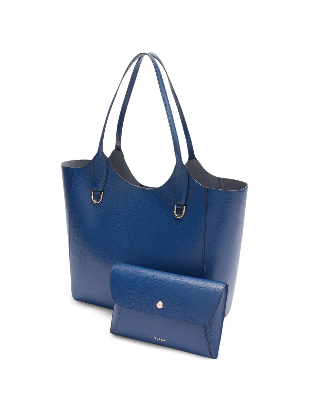 Furla Lea M leren shopper met klep Blauw
