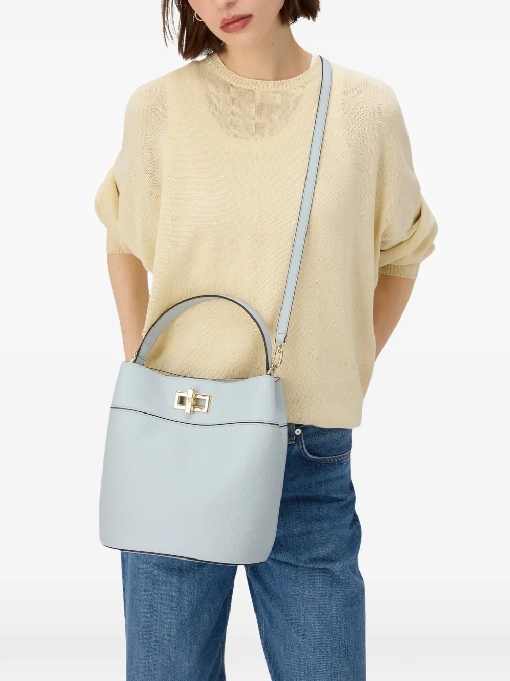 Furla Amelia leren bucket-tas met slot Blauw