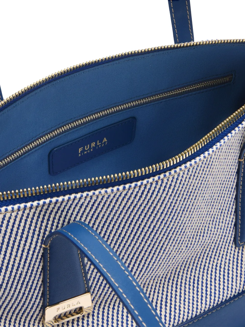 Furla Olivia M gestreepte shopper Blauw