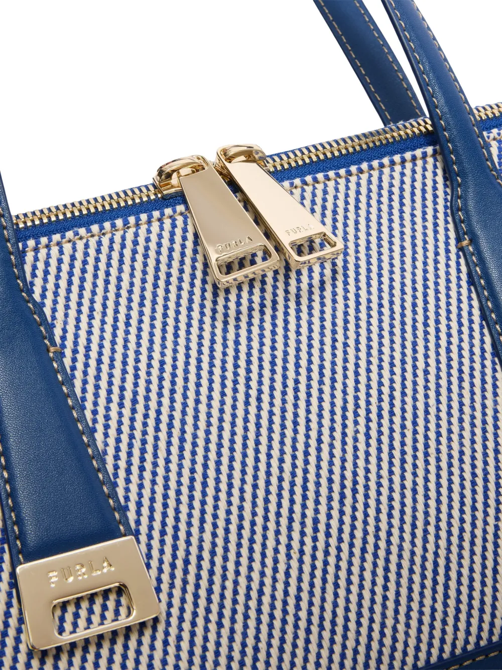 Furla Olivia M gestreepte shopper Blauw