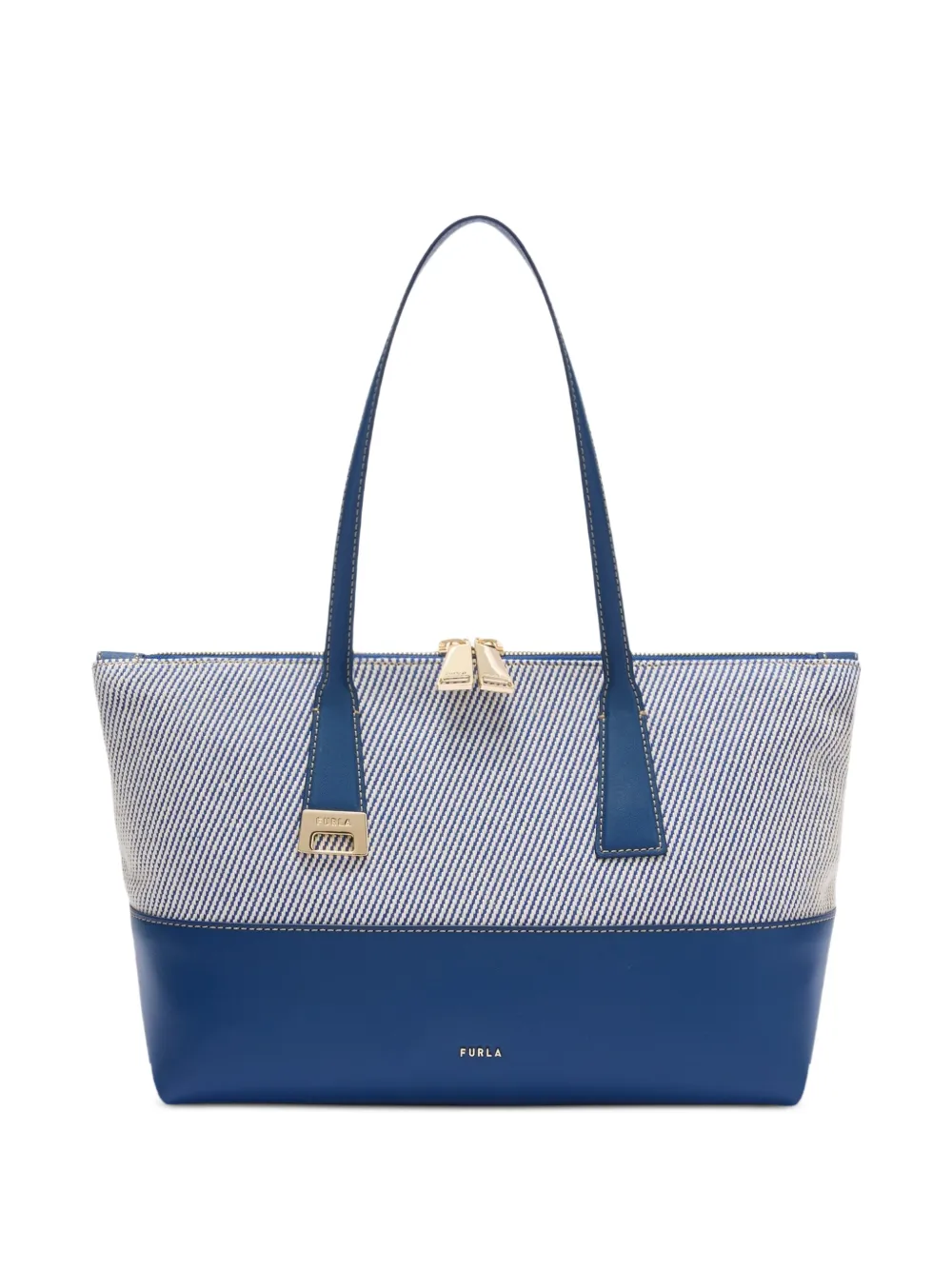 Furla Gestreifte Olivia M Tote Bag - Blau