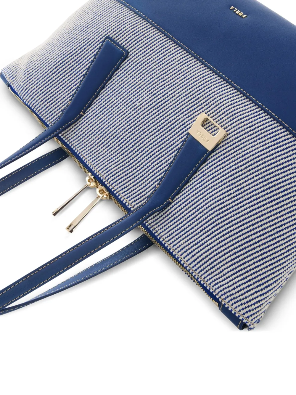 Furla Olivia M gestreepte shopper Blauw