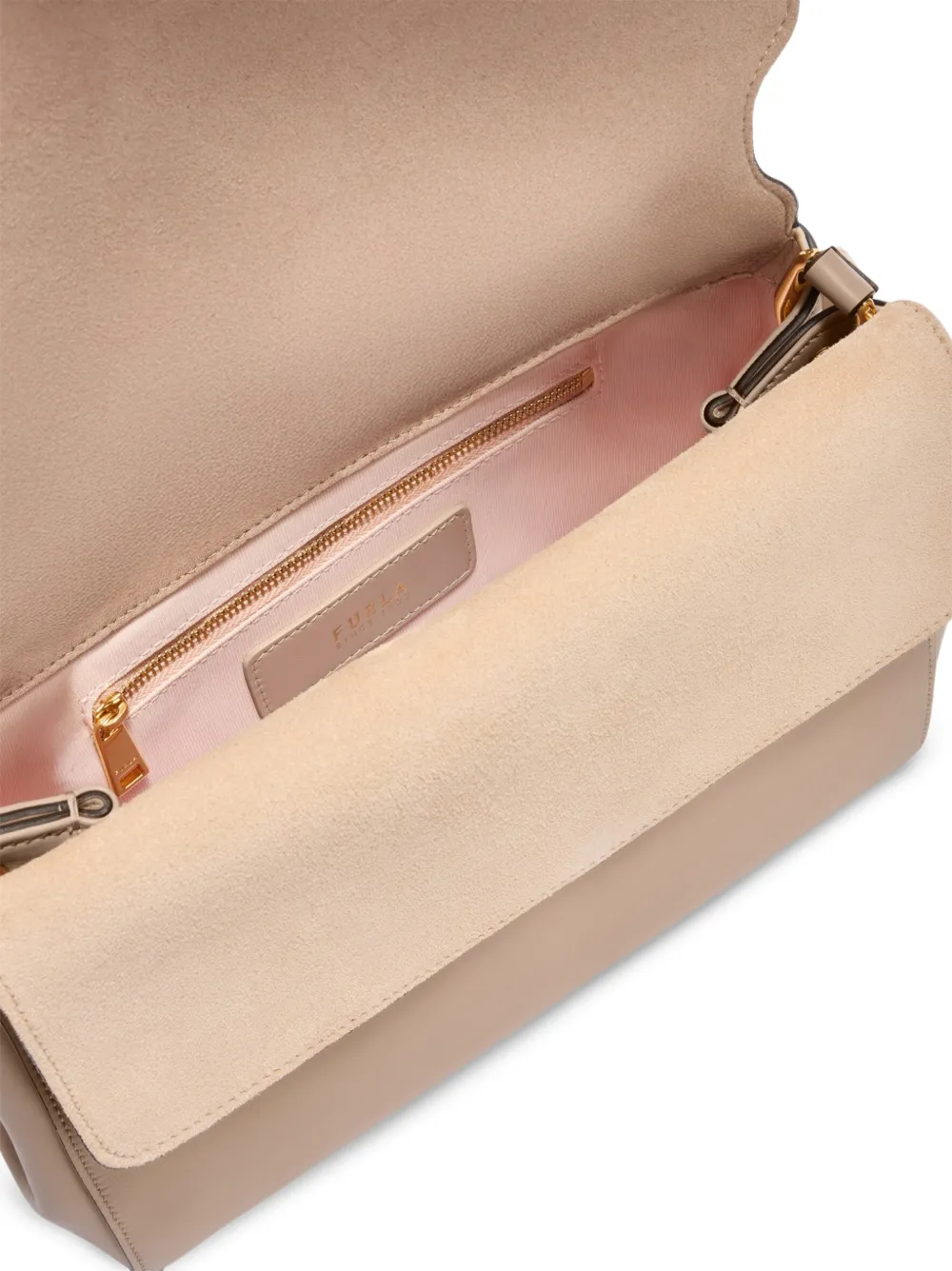 Furla Domus S leren schoudertas Beige