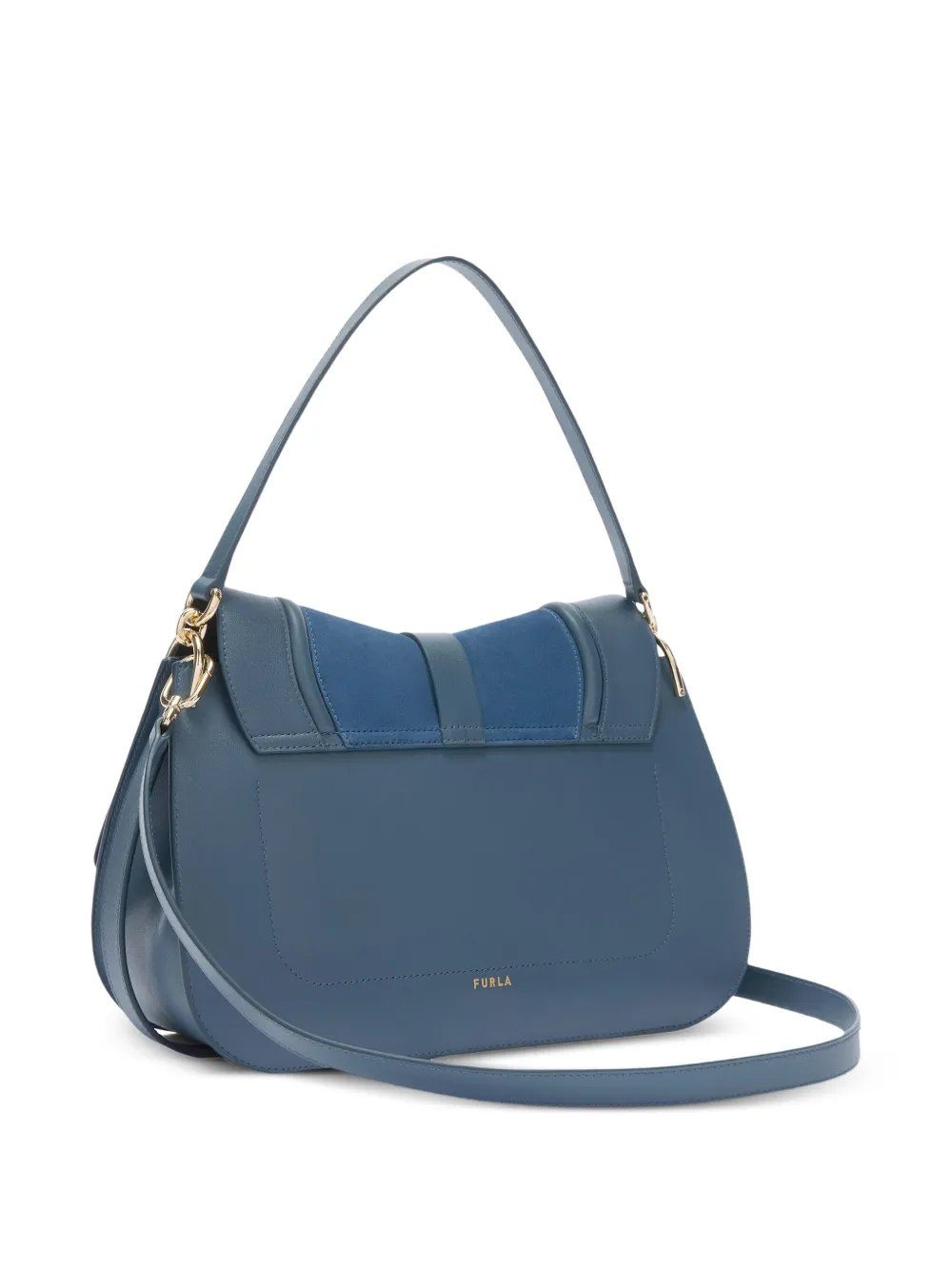 Furla Flow leren shopper met handgreep Blauw