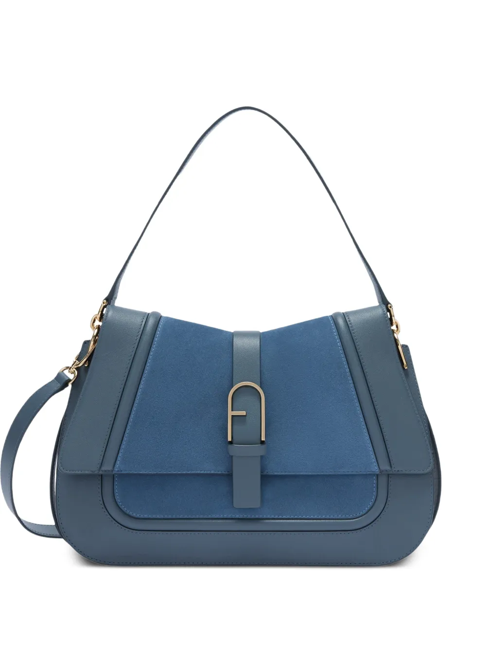 Furla top handle flow leather tote - Blue