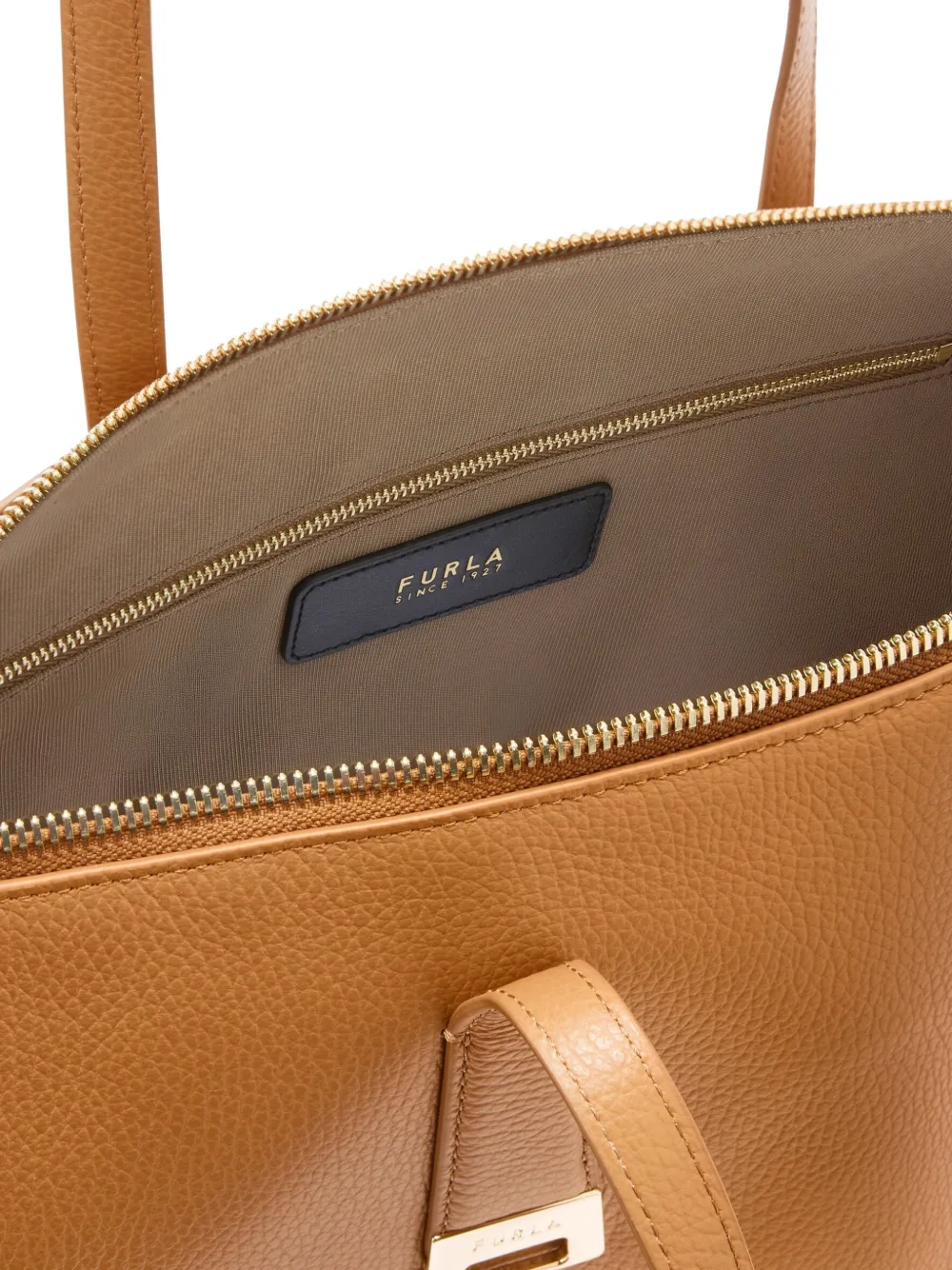 Furla Olivia leren shopper met rits Beige