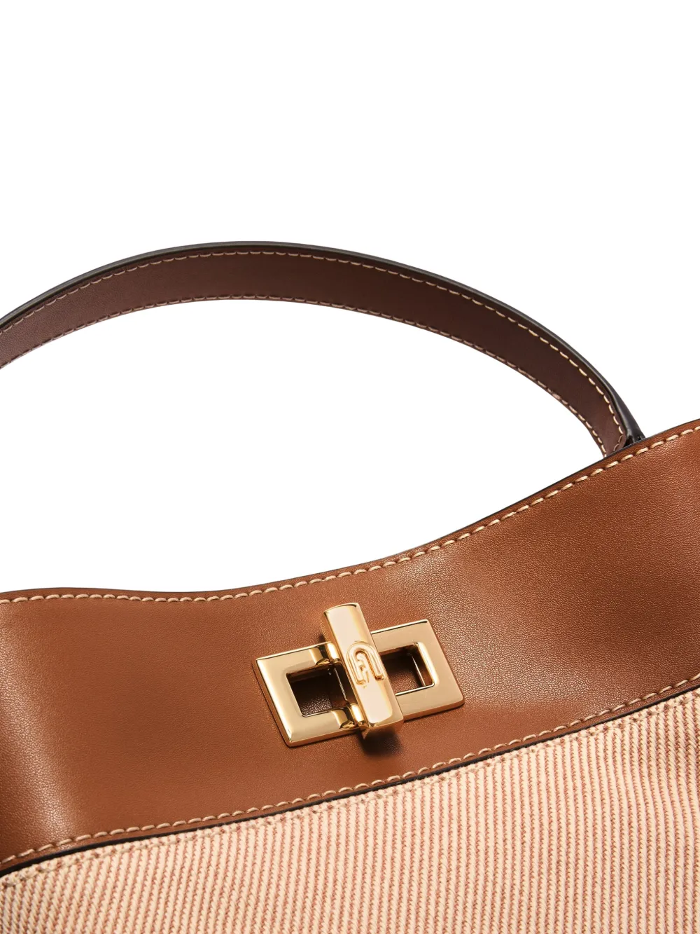 Furla Kleine Amelia gestreepte bucket-tas Beige