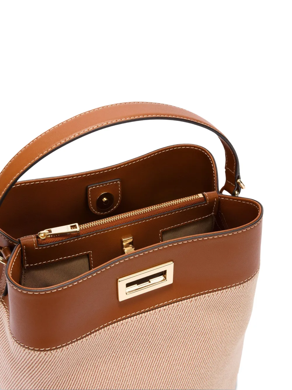 Furla Kleine Amelia gestreepte bucket-tas Beige