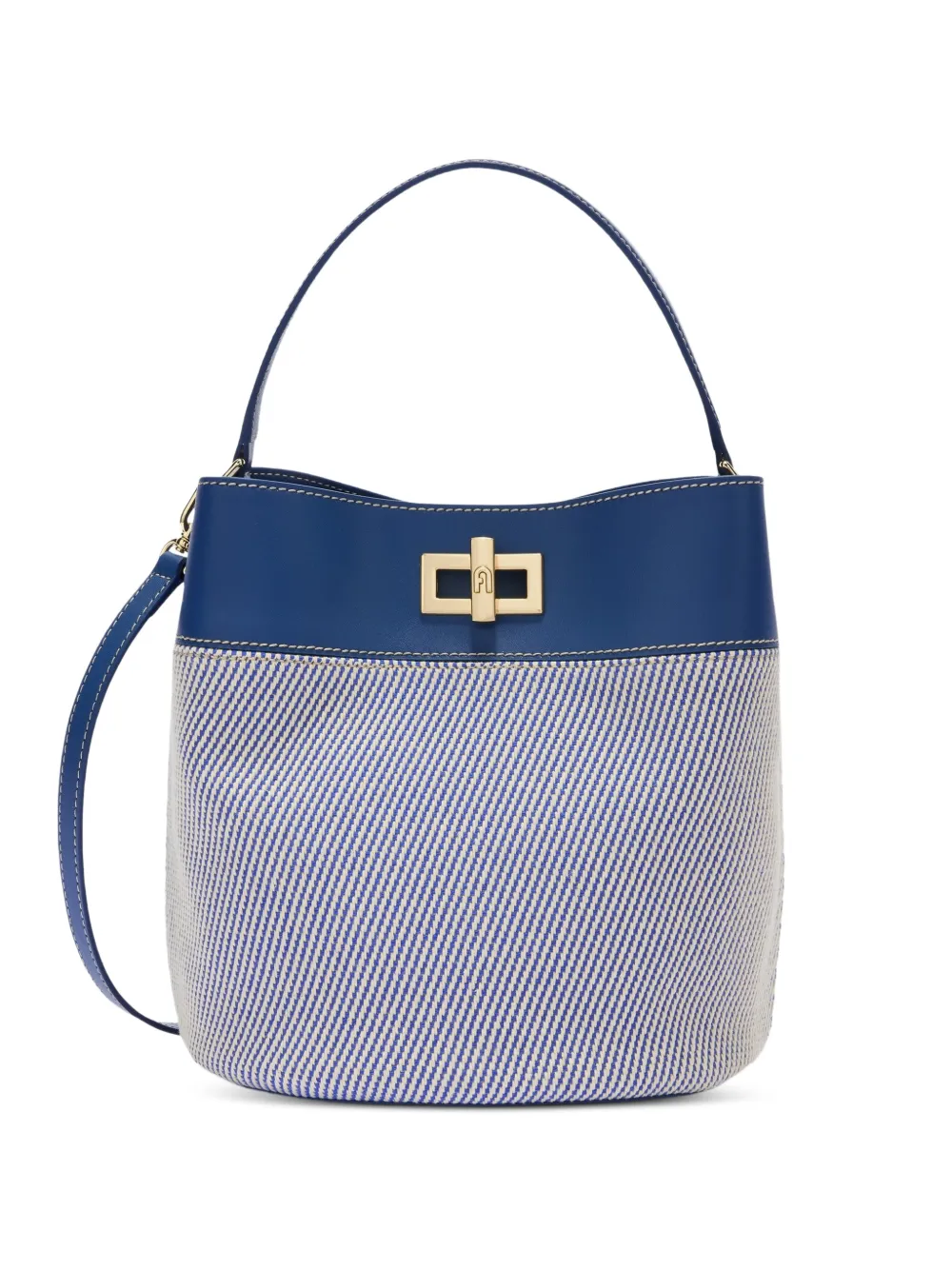 Furla small Amelia striped bucket-bag - Blu