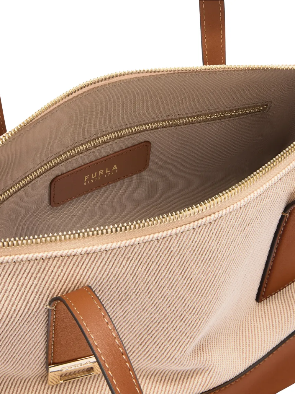 Furla Olivia M shopper met vlakken en handvat Bruin