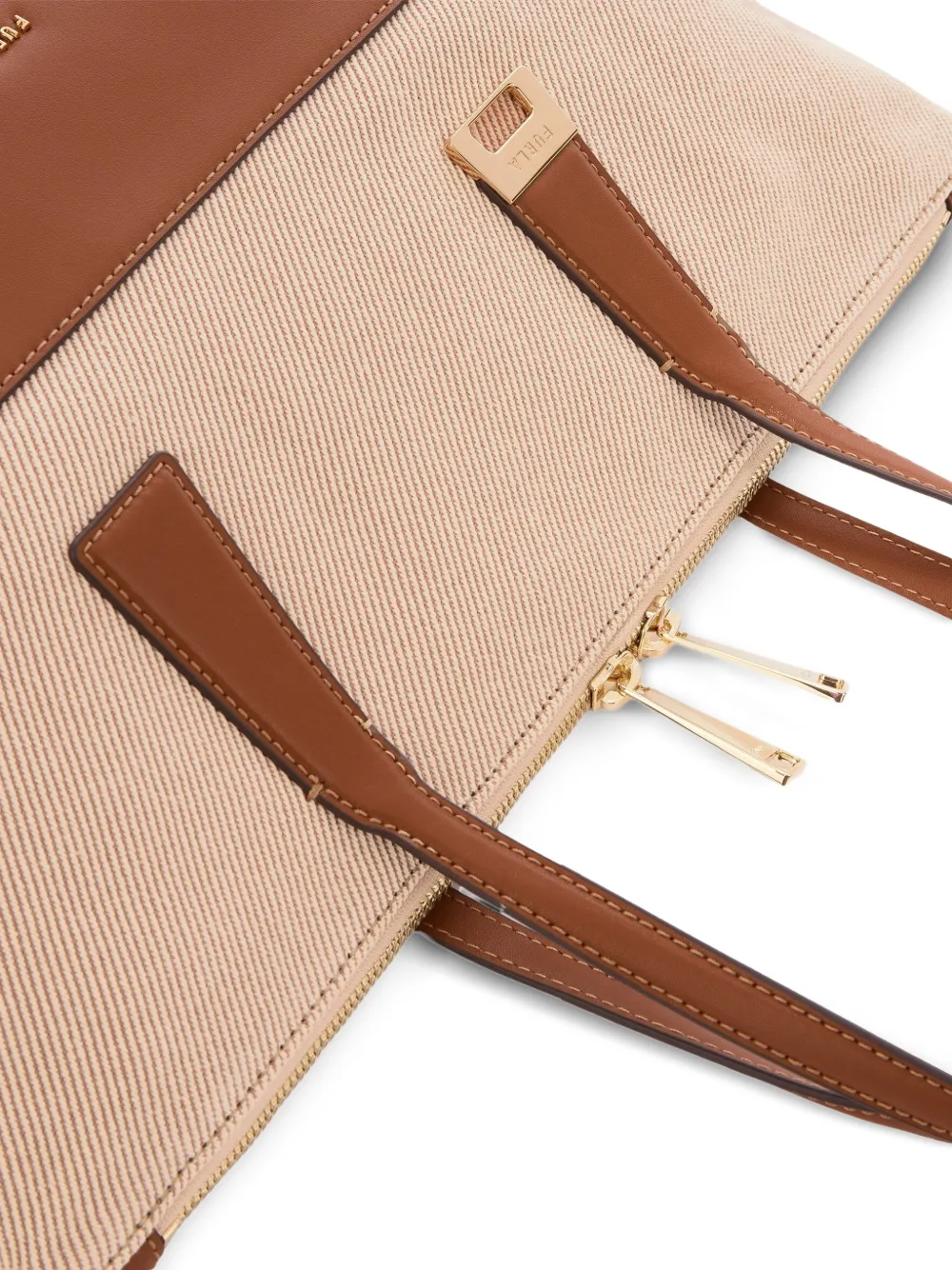 Furla Olivia M shopper met vlakken en handvat Bruin