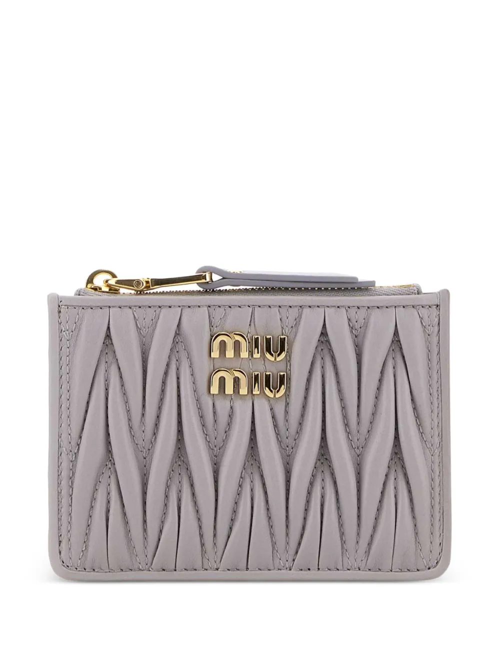 Miu Miu Matelassé nappa leather card holder - Grigio