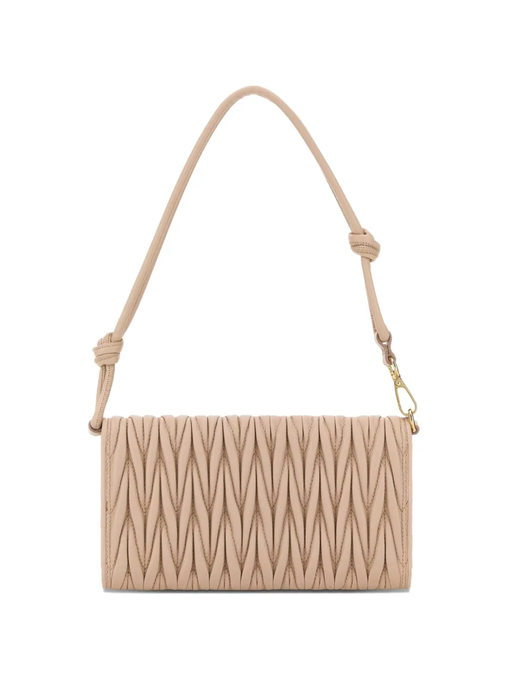 Miu Matelassé gewatteerde nappa leren portemonnee Beige