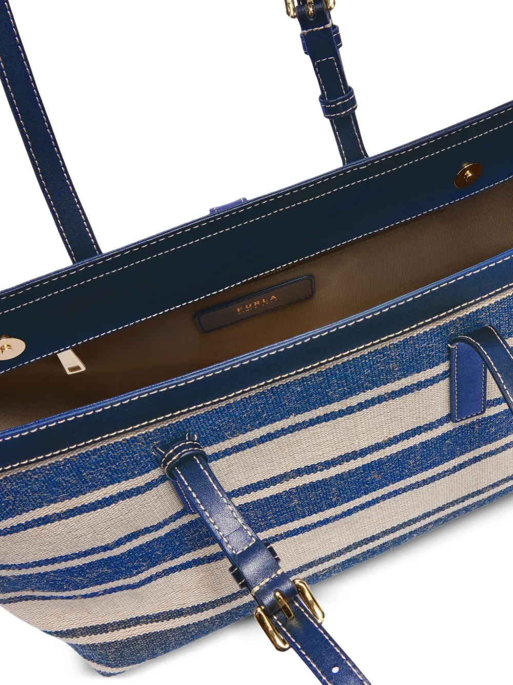 Furla Grote Debbu gestreepte shopper Blauw