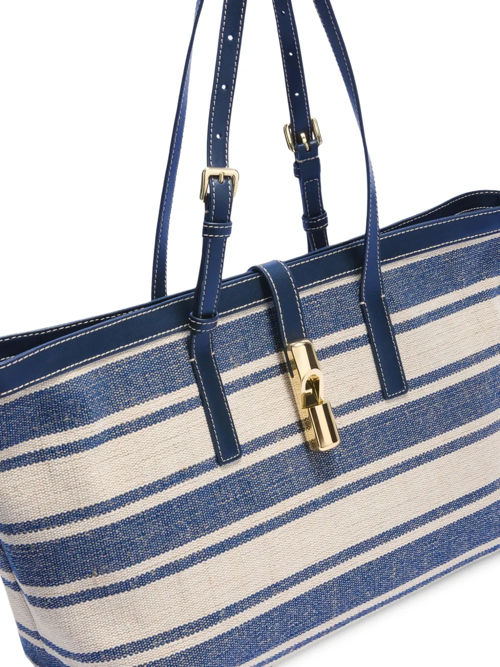 Furla Grote Debbu gestreepte shopper Blauw