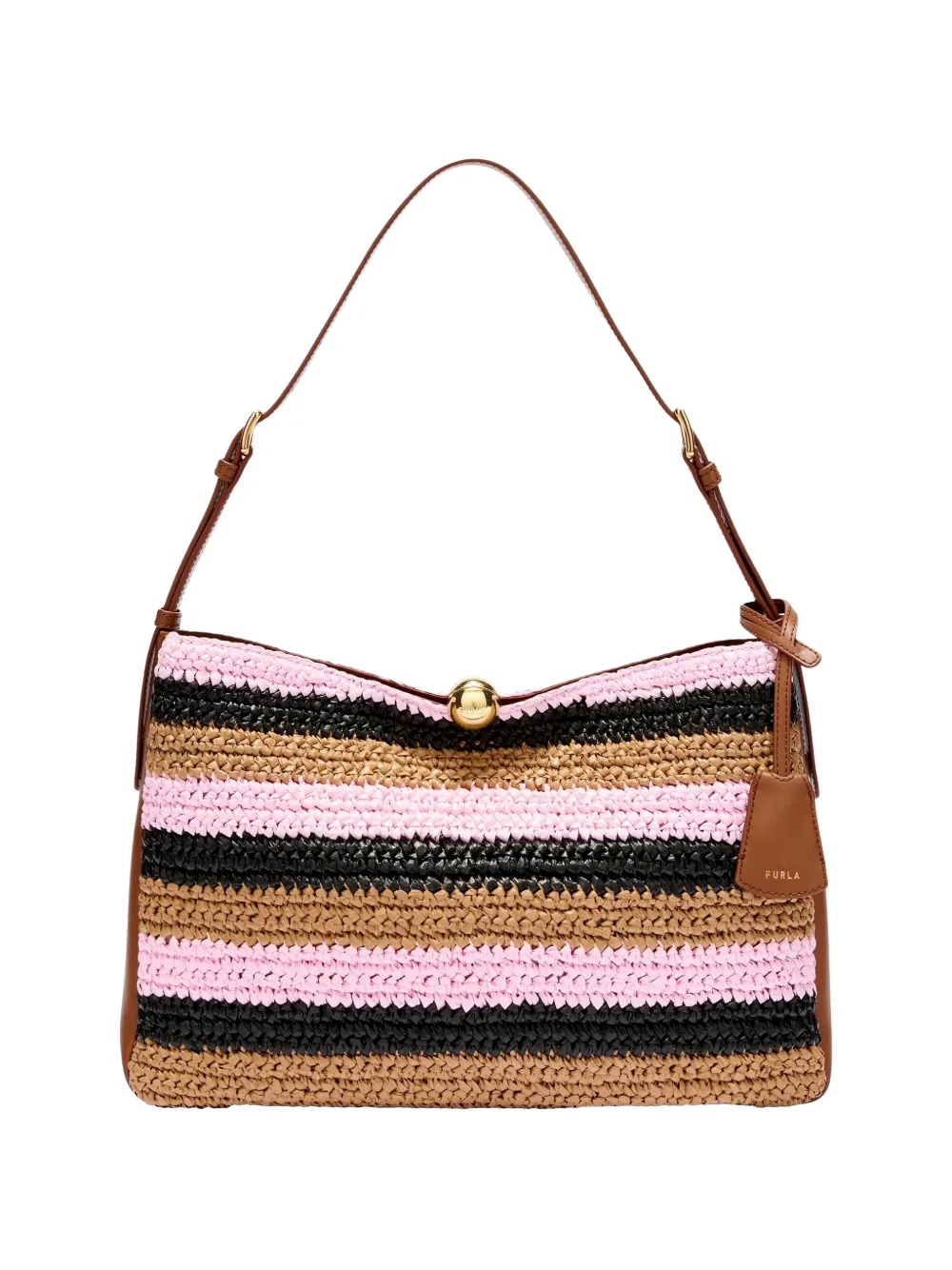 Furla striped shoulder bag - Marrone