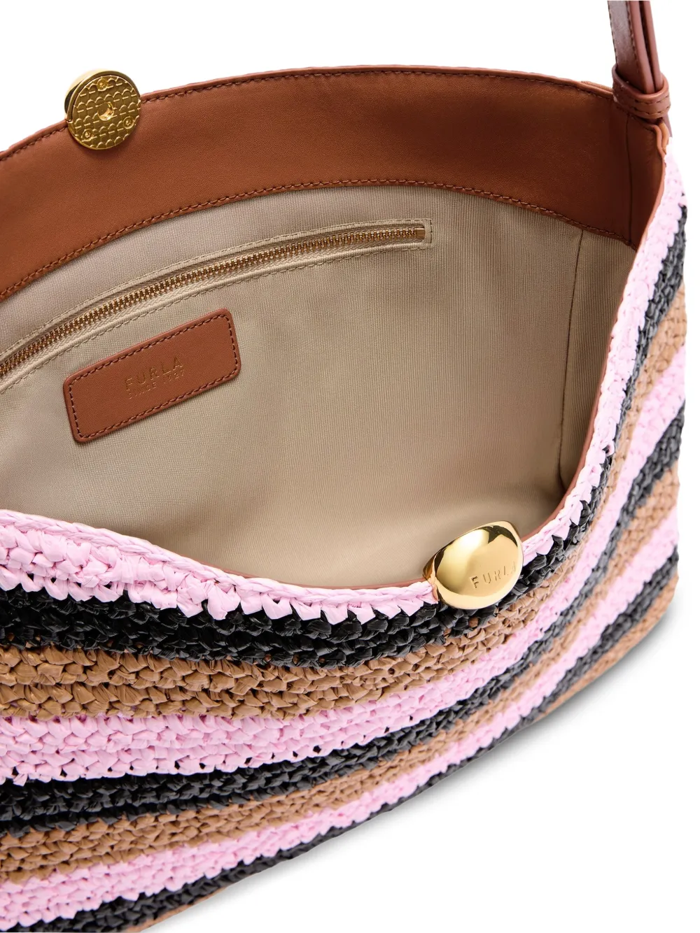 Furla Gestreepte schoudertas Bruin