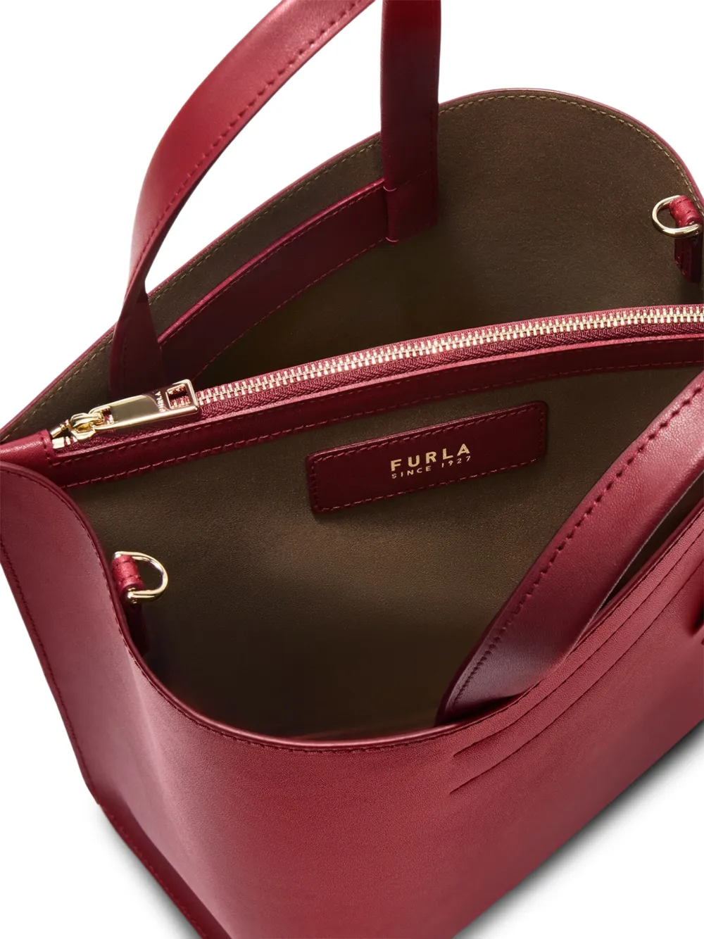 Furla Divide leren shopper met handvat Rood