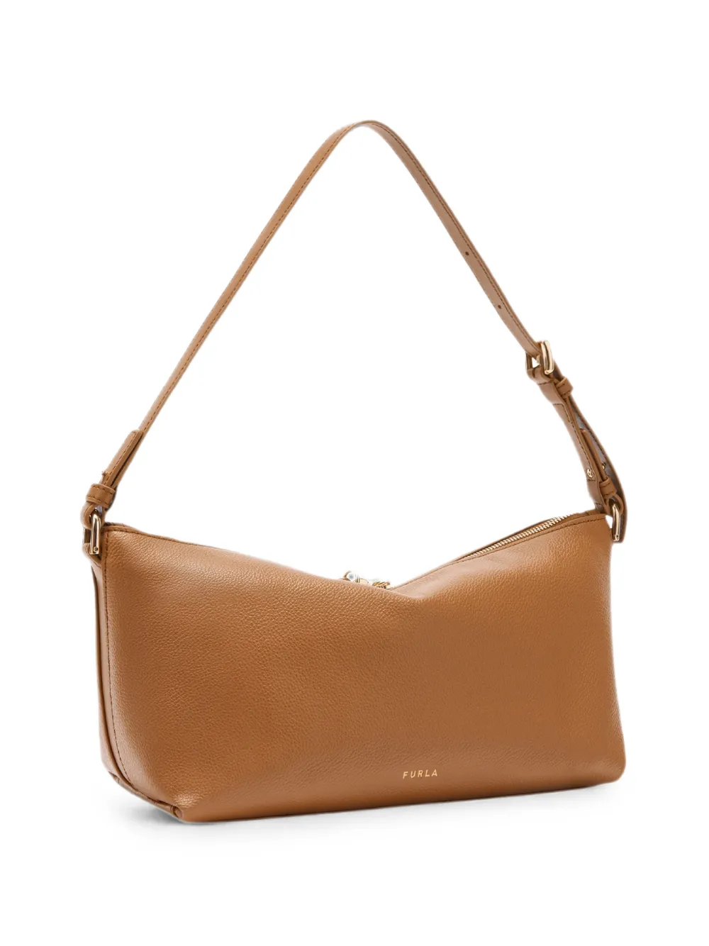Furla Debby leren schoudertas met rits Bruin