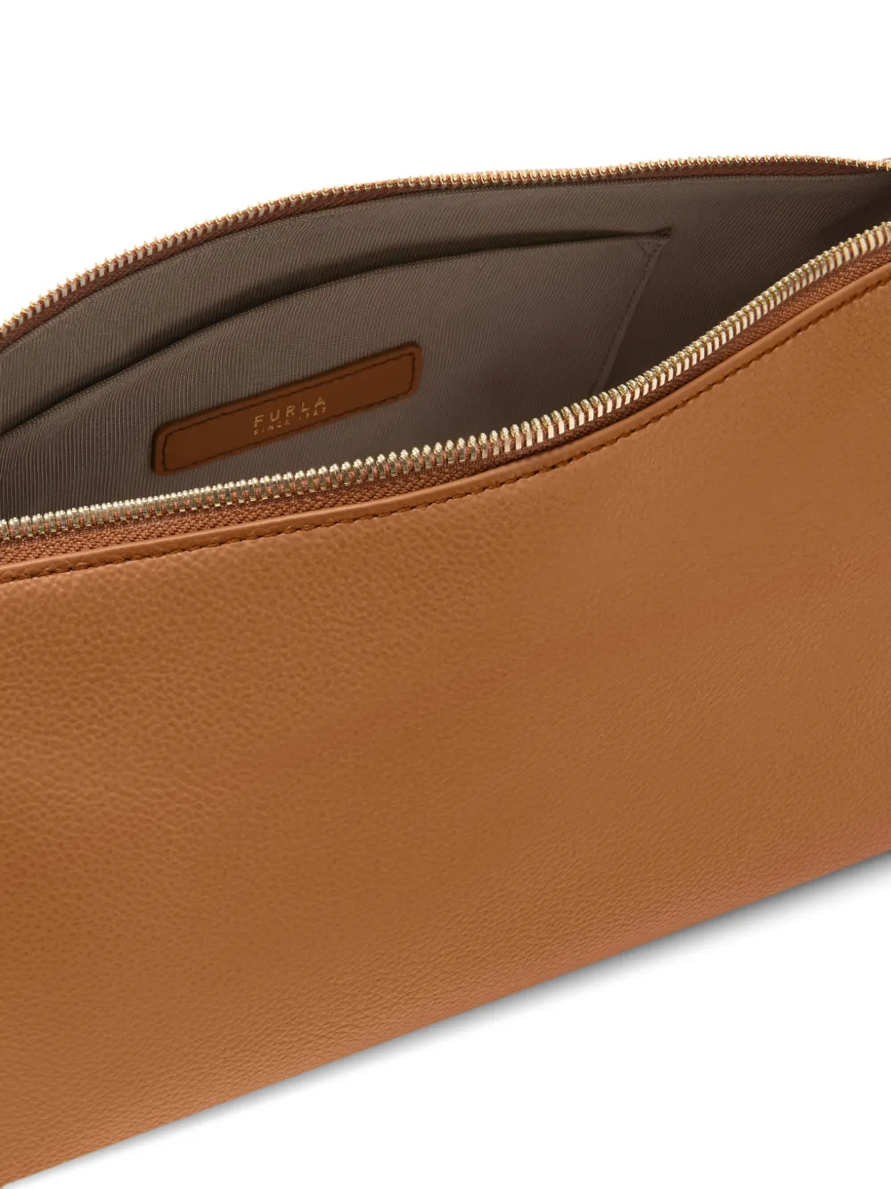 Furla Debby leren schoudertas met rits Bruin