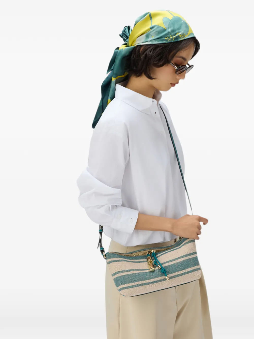 Furla Debby gestreepte schoudertas Blauw