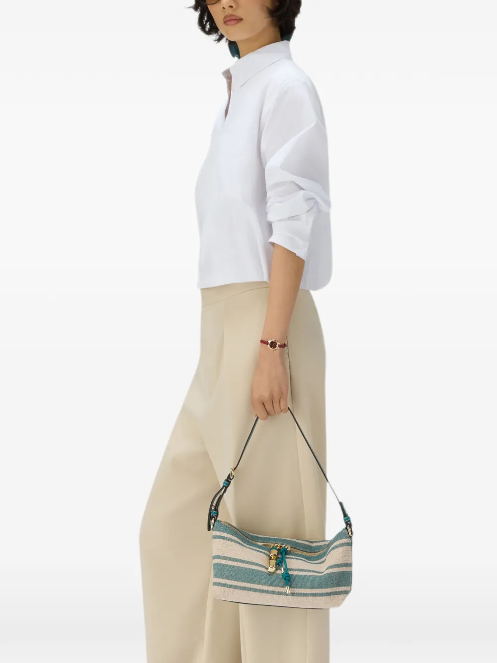 Furla Debby gestreepte schoudertas Blauw