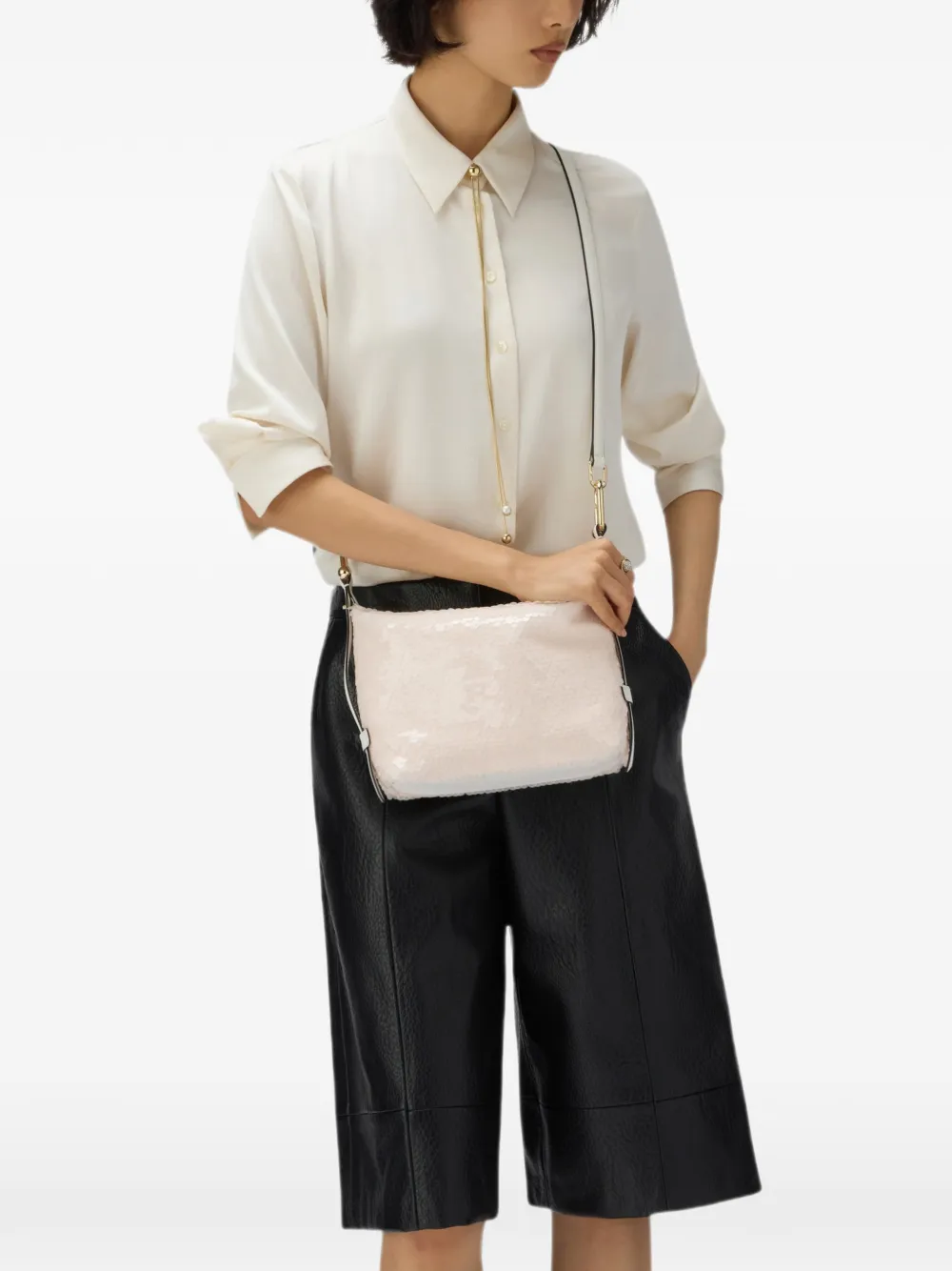 Furla Toni schoudertas met pailletten Beige