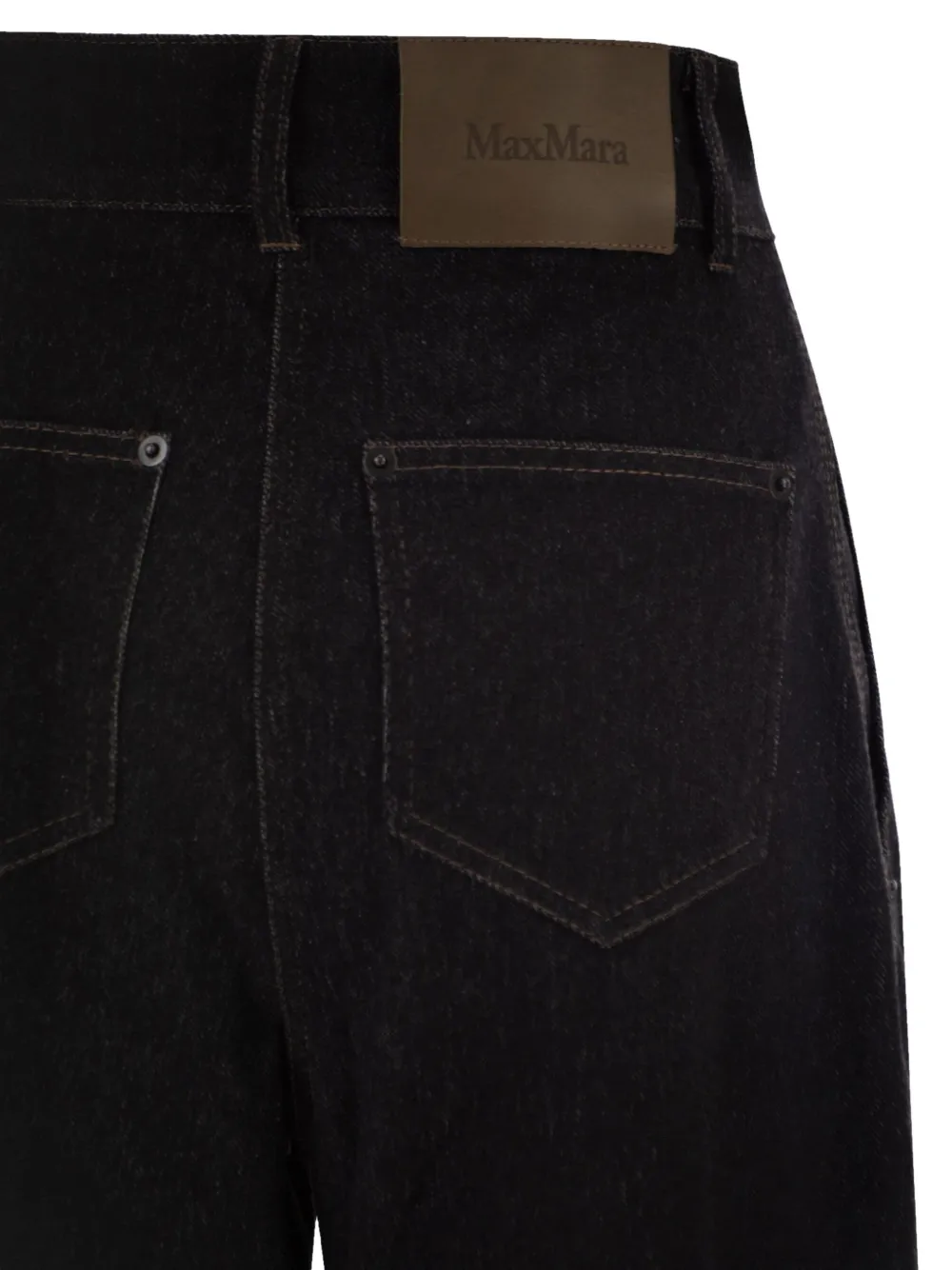 Max Mara Jeans met wijde pijpen en vijf zakken Zwart