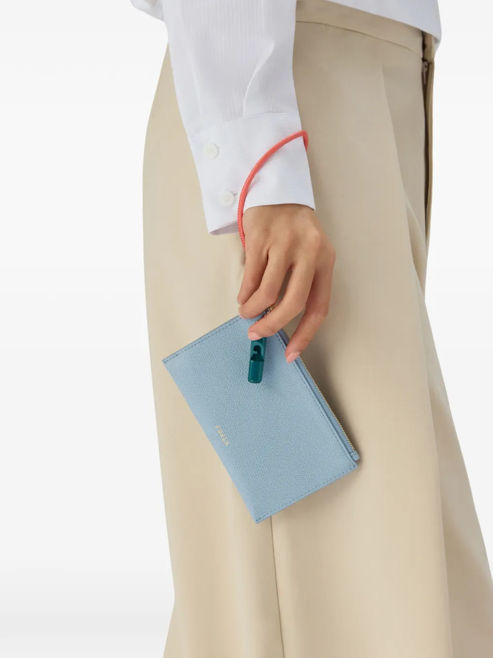 Furla Iride Envelope leren clutch met rits Blauw