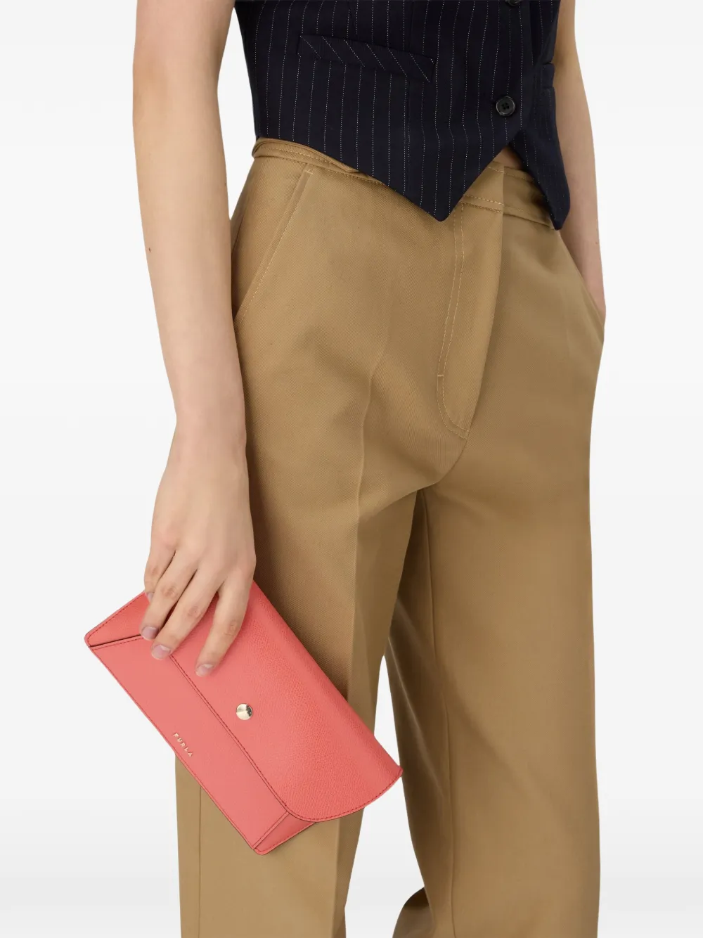  Furla Lea Flap Leather Clutch Bag - Pink 