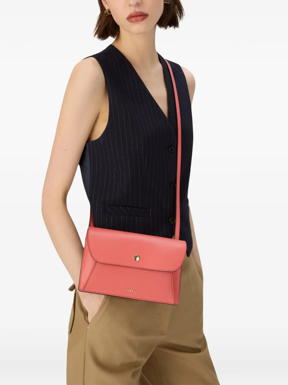 Furla Lea Flap Leather Clutch Bag - Pink 