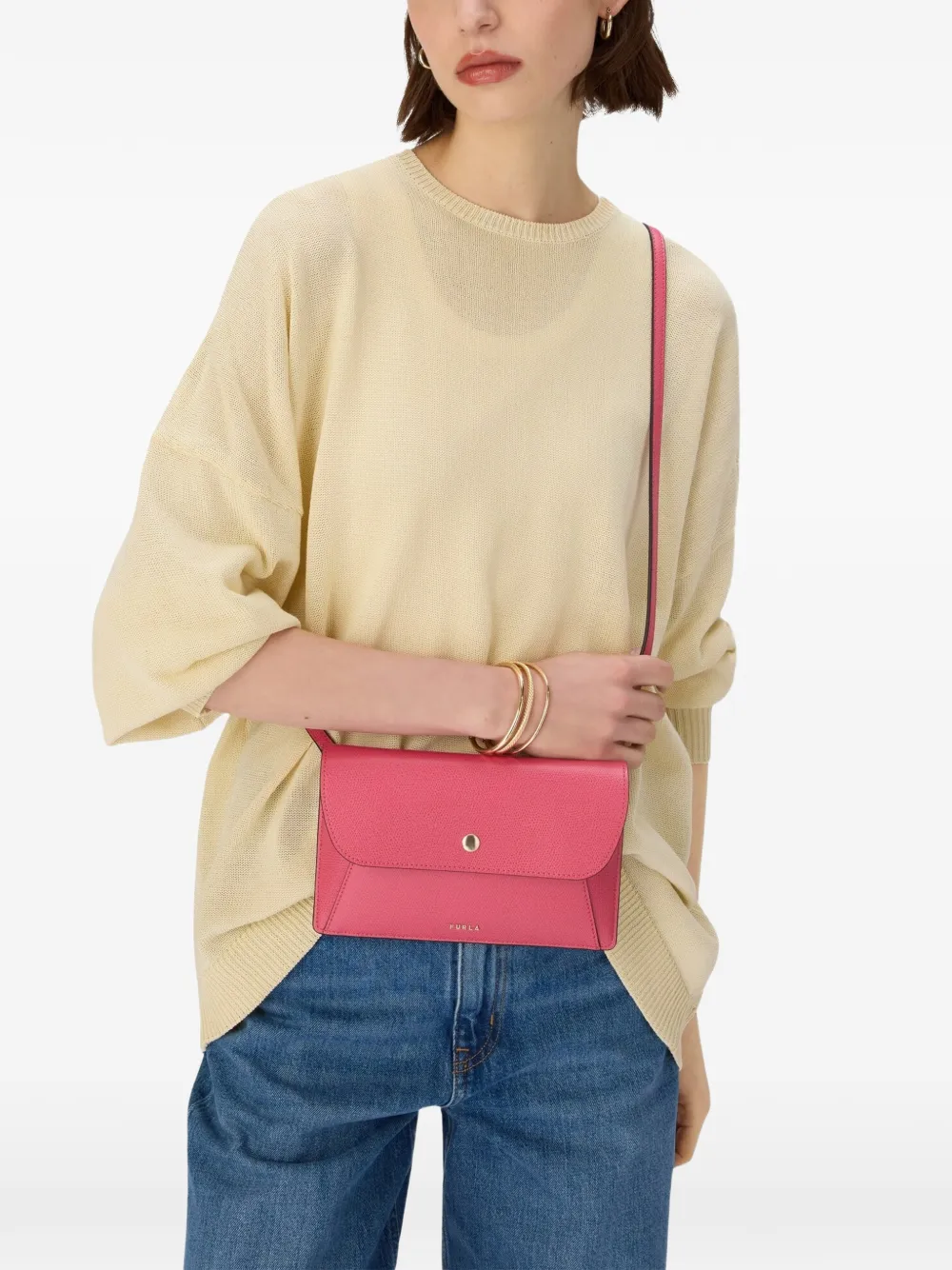 Furla Lea Button Pouch Bag - Pink 