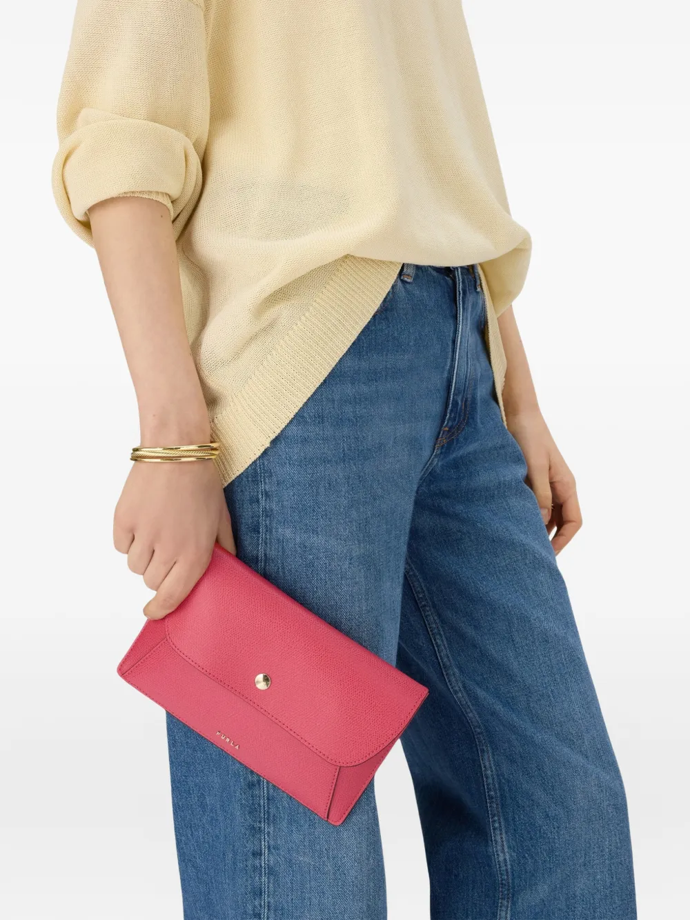  Furla Lea Button Pouch Bag - Pink 