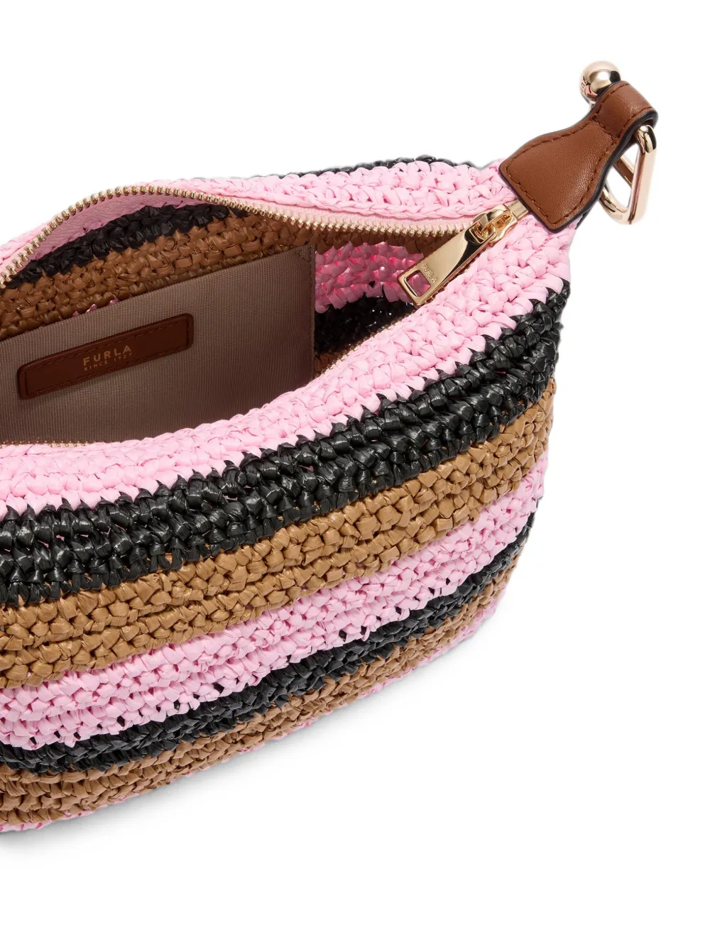 Furla Tonie gestreepte schoudertas Roze