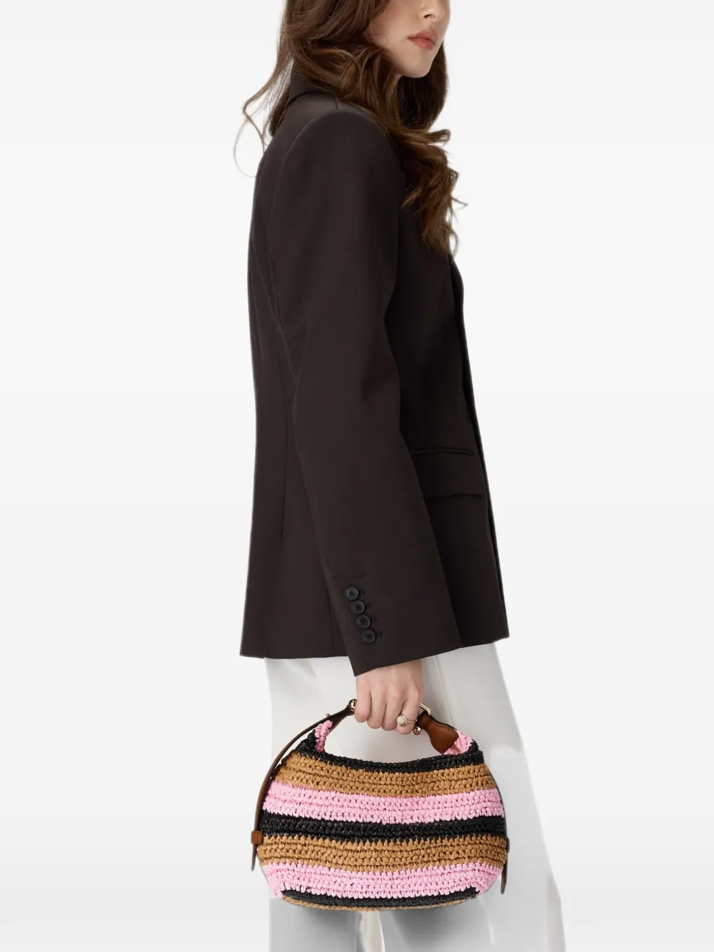 Furla Tonie gestreepte schoudertas Roze