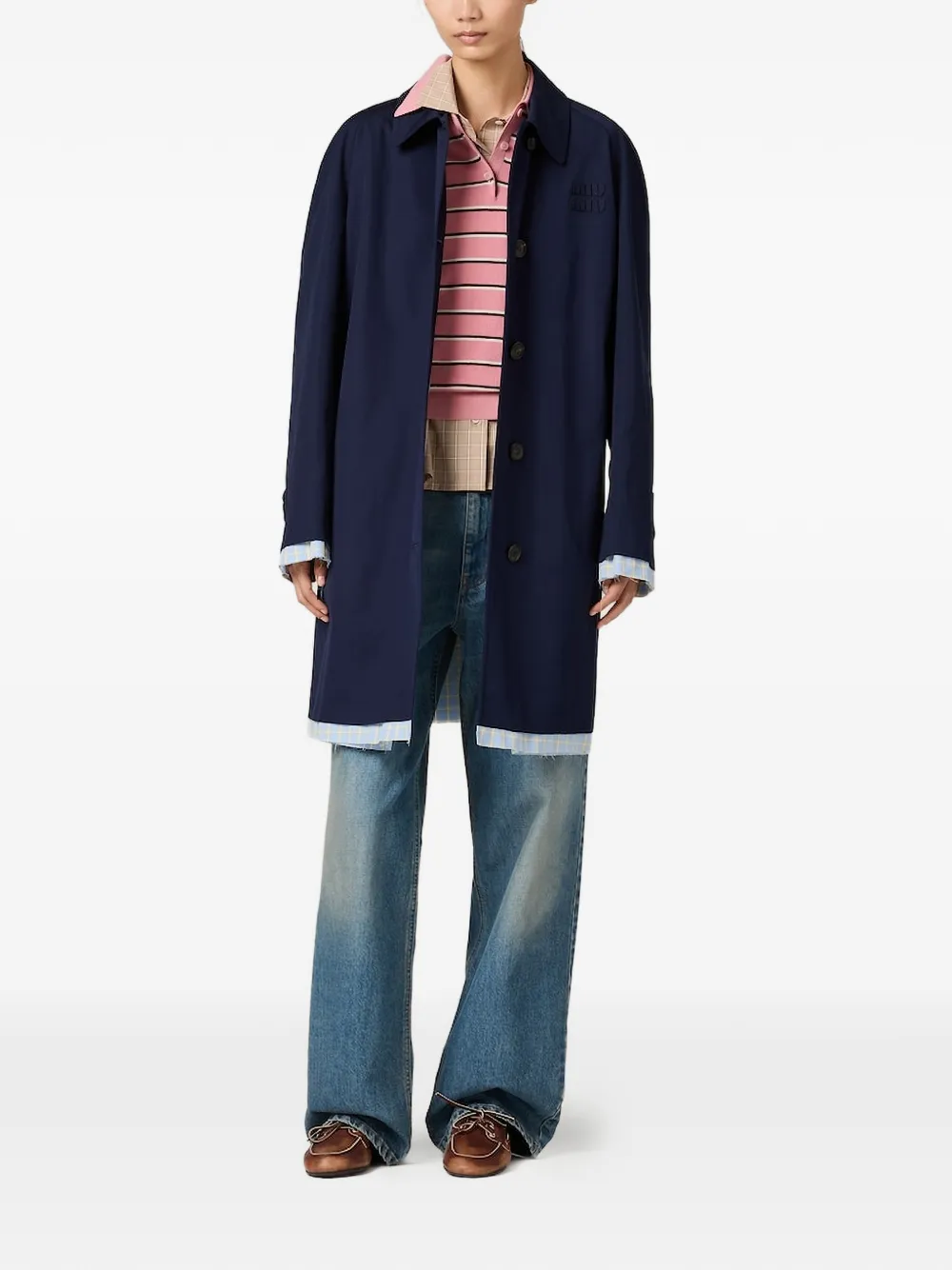 Miu Jas met enkele rij knopen Blauw