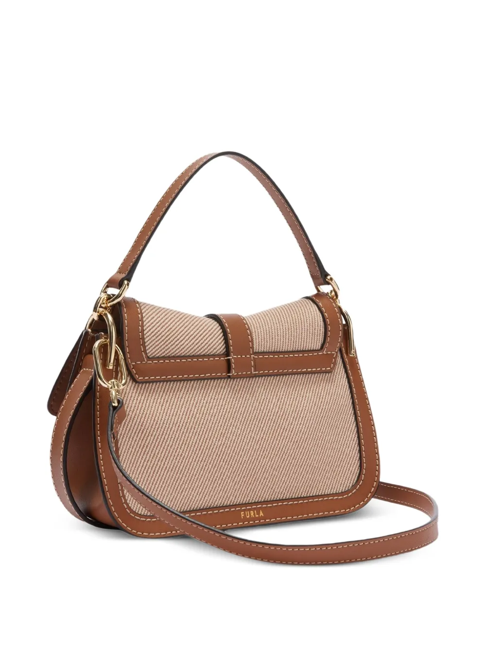 Furla Flow mini-shopper met handvat Beige