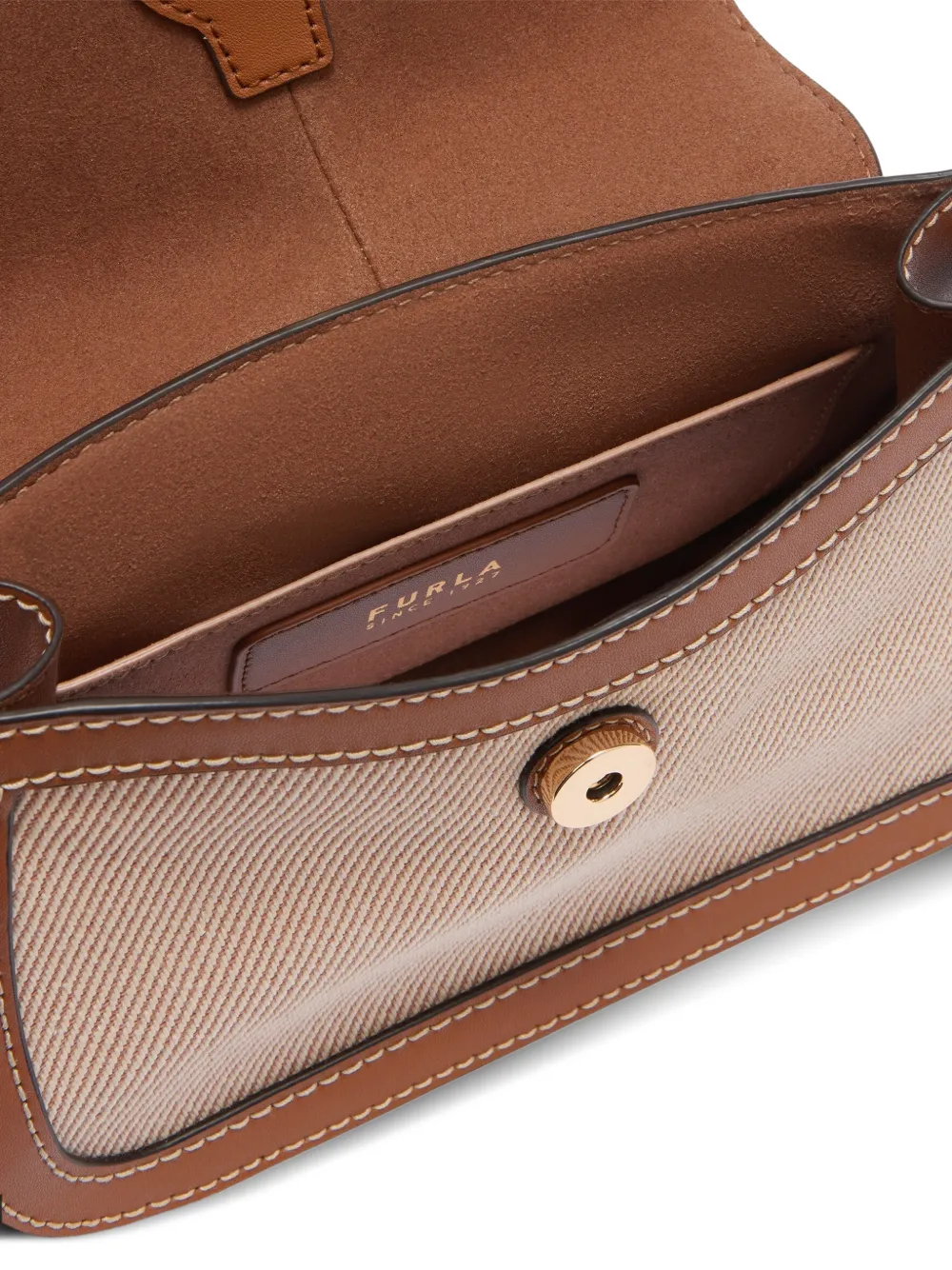 Furla Flow mini-shopper met handvat Beige