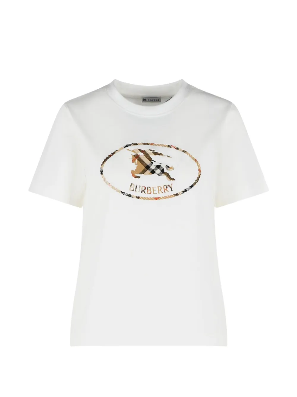 Burberry logo embroidered T-shirt - Bianco