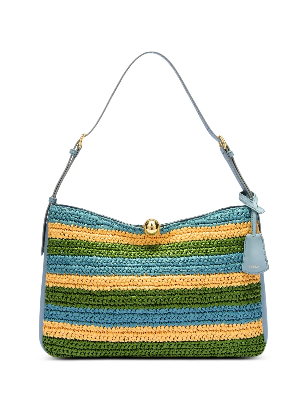 Furla striped turnlock shoulder bag - Blu