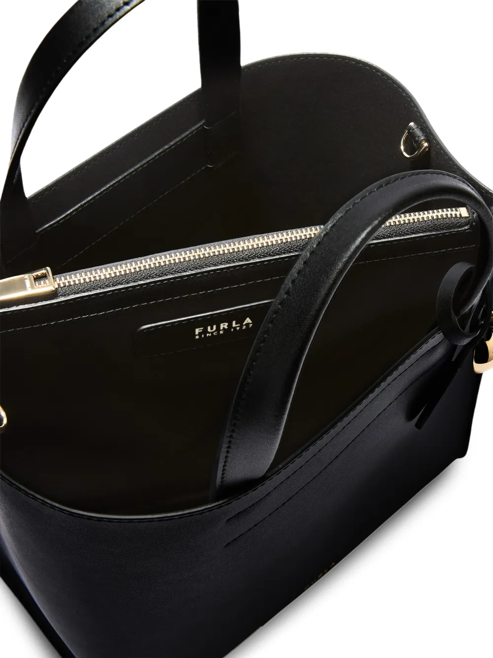 Furla Divide It leren shopper met rits Zwart