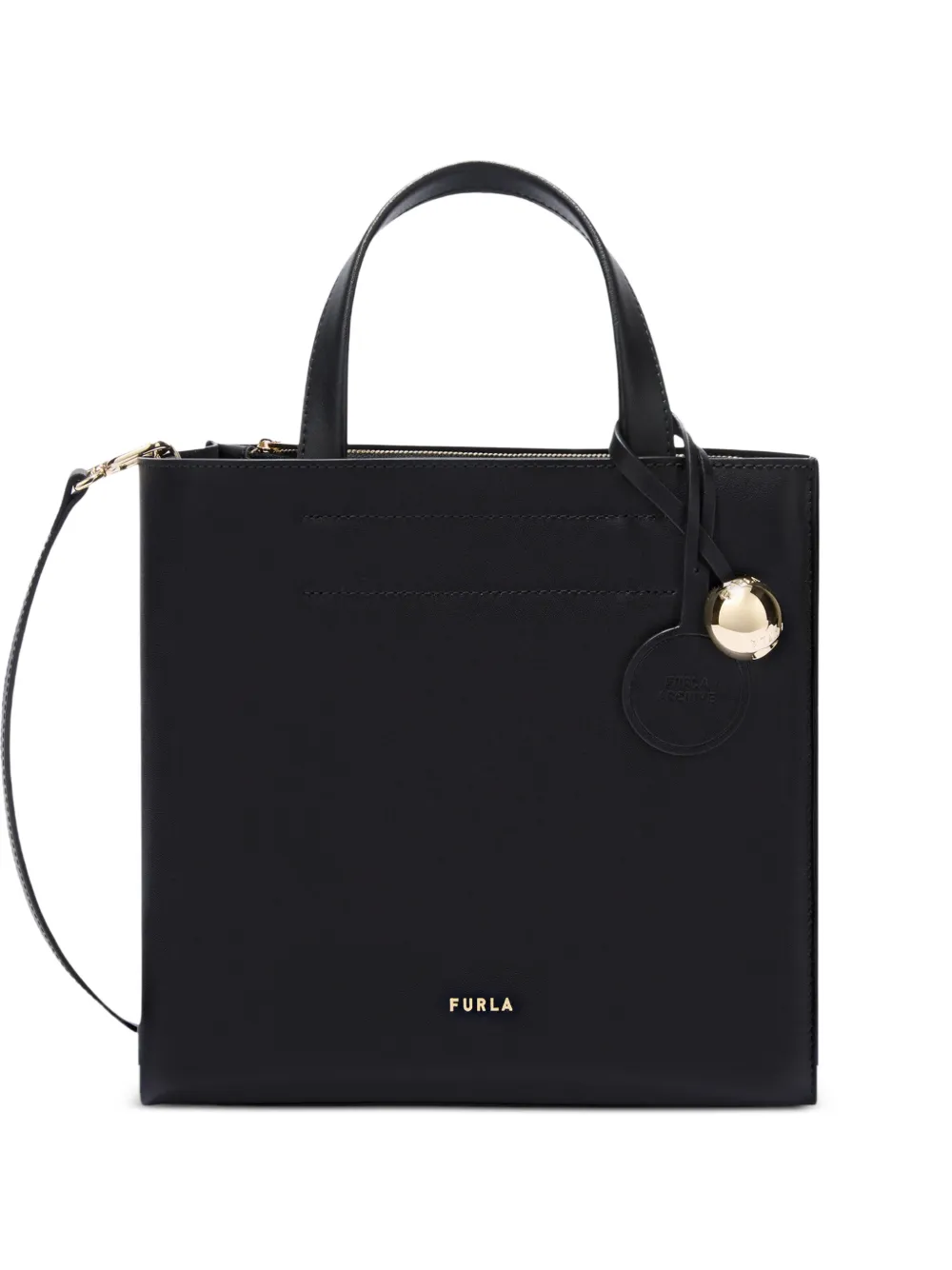 Furla Divide It zip leather tote bag - Black