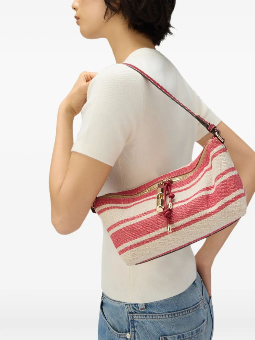Furla Debby gestreepte schoudertas Rood